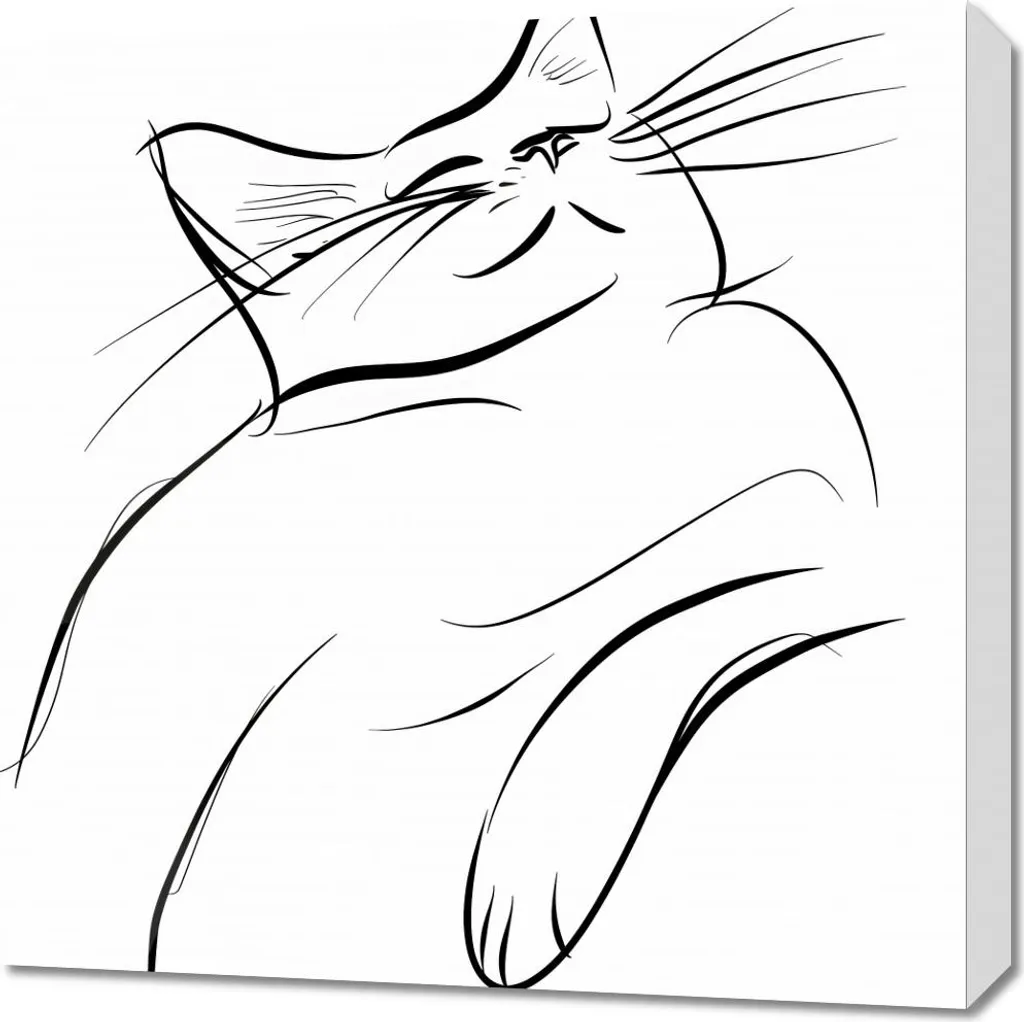 Quadro Divertente Gatto 60x60 - Schizzo Felice per Casa e Ufficio