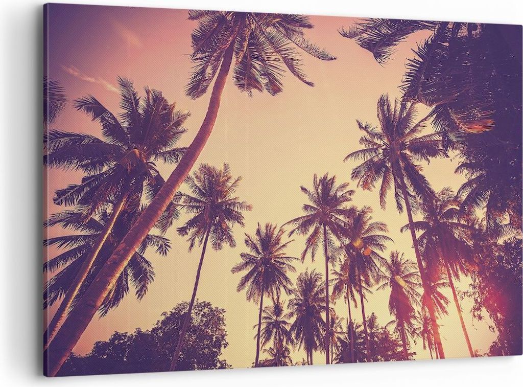 Bild auf Leinwand - Leinwandbild - Einteilig - Palmen Himmel Sonne - 100x70cm - Wand Bild - Wanddeko - Wandbilder - Leinwanddruck - Bilder - Wandde...