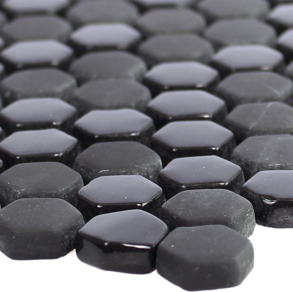 Glasmosaik Fliesen Brockway Hexagon Eco Schwarz