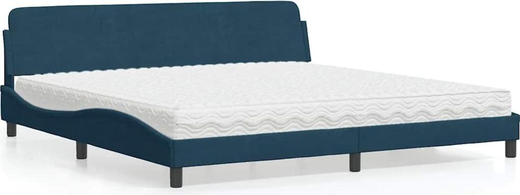vidaXL Bett mit Matratze "Dover" Blau 200x200 cm Samt
