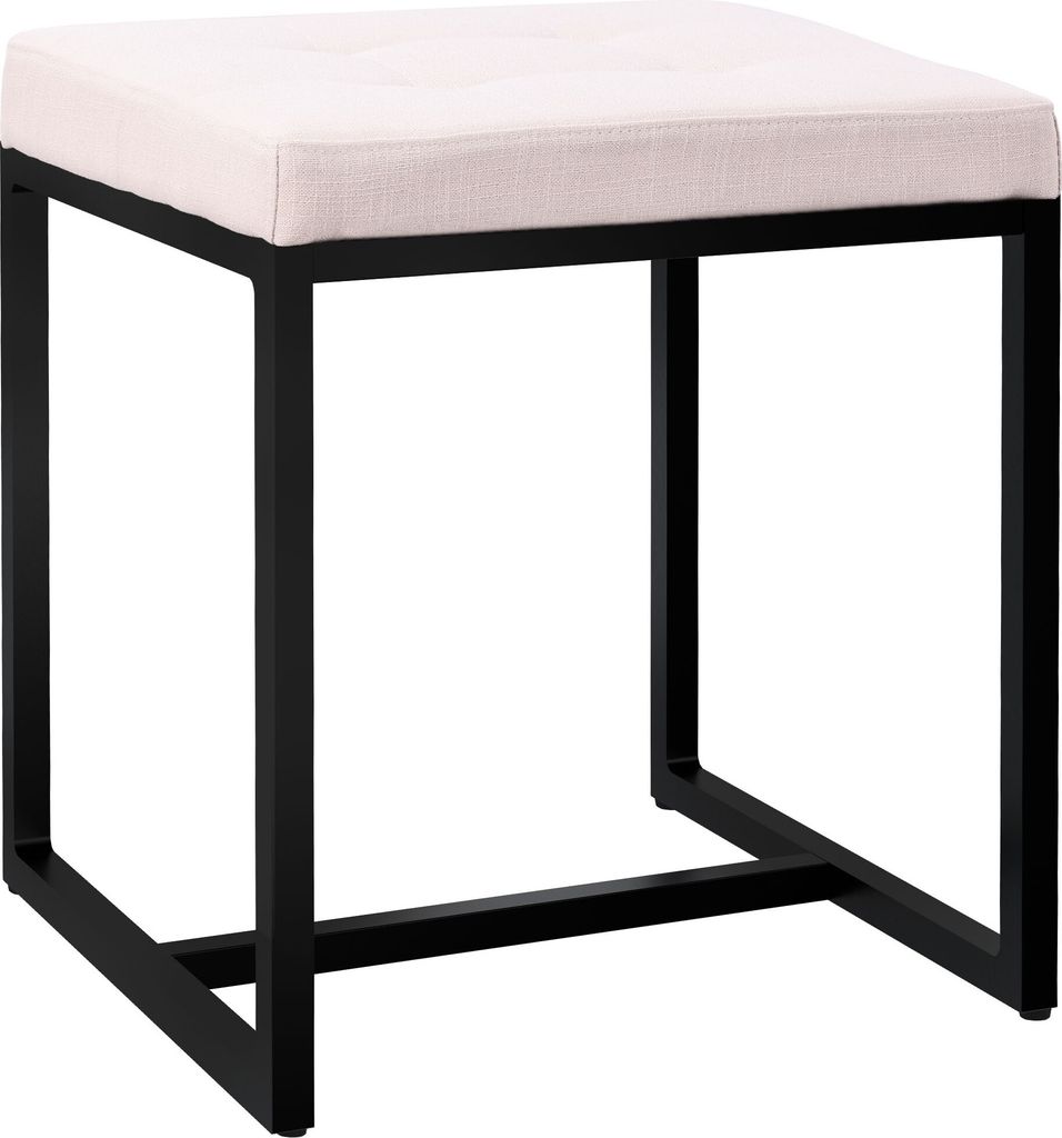 CLP Sitzhocker Barci mit Polsterung und schwarzem Eisengestell,creme Stoff
