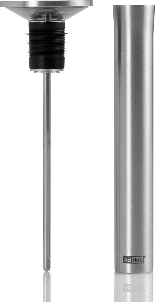 AdHoc Champ Thermometer Ausgießer und Verschluss, Flaschenverschluss, Ausschenker, Flaschenausgießer, Edelstahl, Glas, Silikon, Silber, H: 15 cm,...