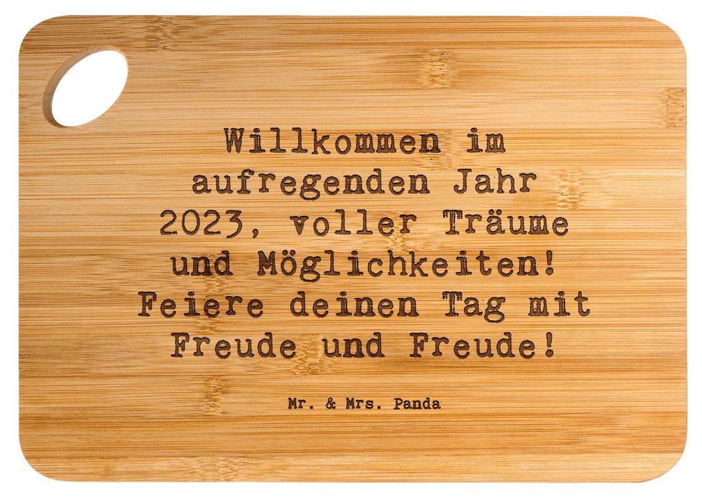 Mr. & Mrs. Panda Hackbrett Spruch 2023 Geburtstag Freude - Transparent - Geschenk, Frühstücksbrettchen, Happy Birthday, Moment genießen, Holzbre...