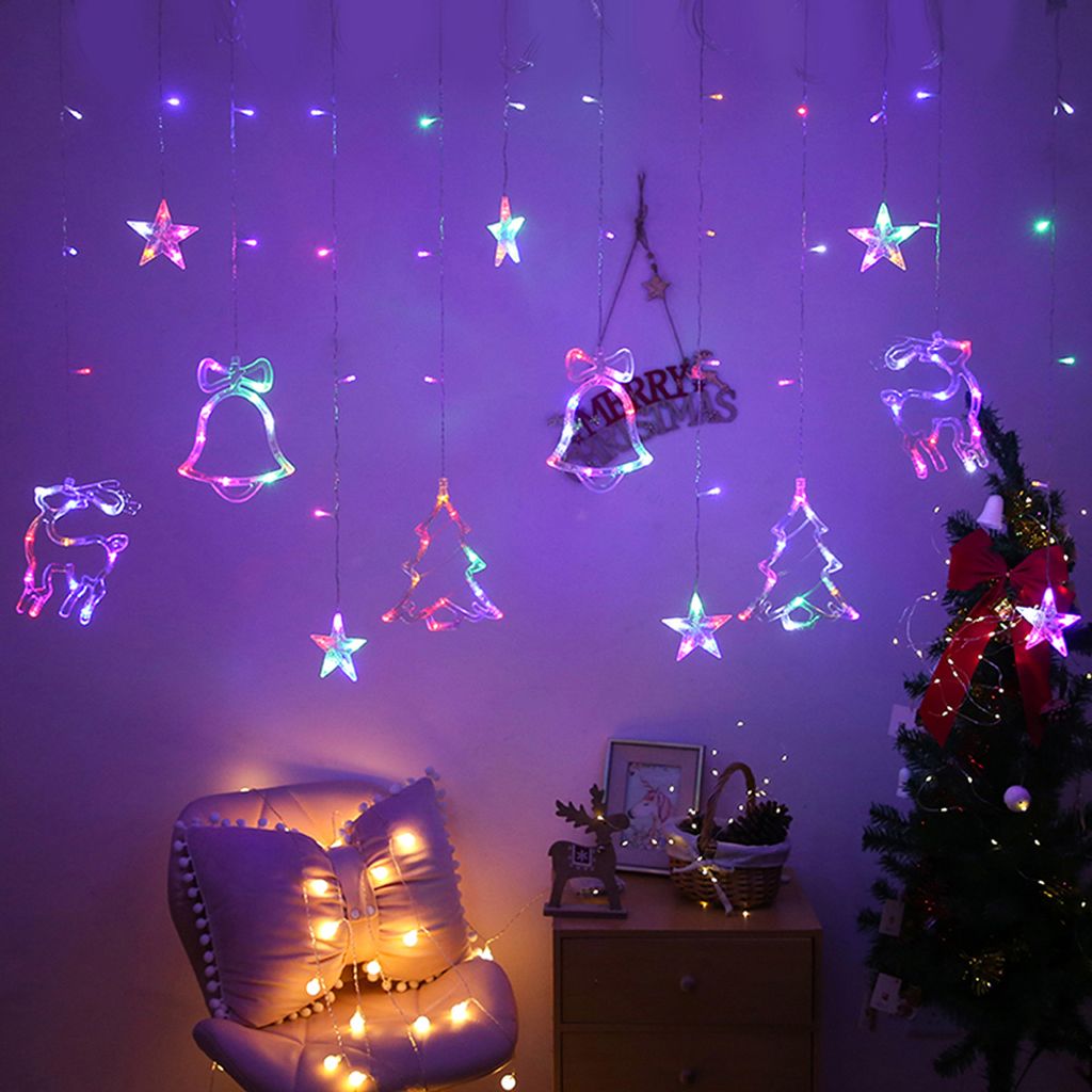 3m LED Weihnachten Stern Lichterkette Lichtervorhang Batteriebetrieben Weihnachtsbeleuchtung Innen Fenster Party Deko, Bunt