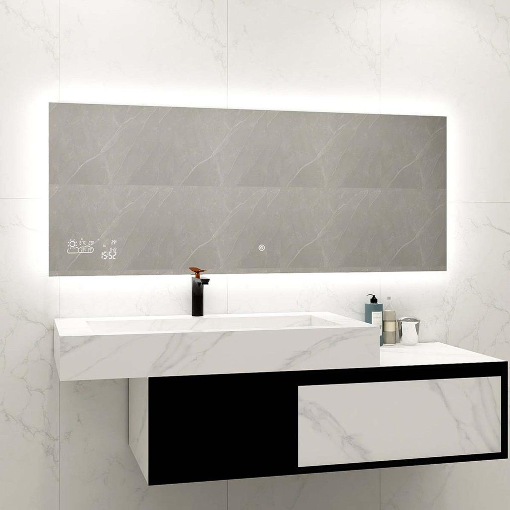 Heidenfeld LED Badezimmerspiegel | Wandspiegel mit Heizung Produktbild 