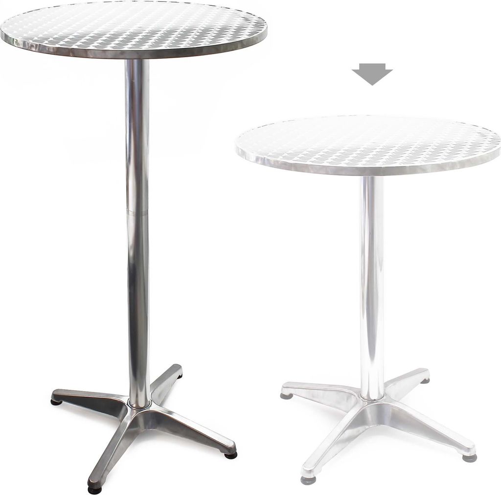 Wiltec höhenverstellbarer Stehtisch 70/110 cm Ø 60 cm, 2-in-1 Bistrotisch, Aluminium Outdoortisch, Bartisch, Partytisch
