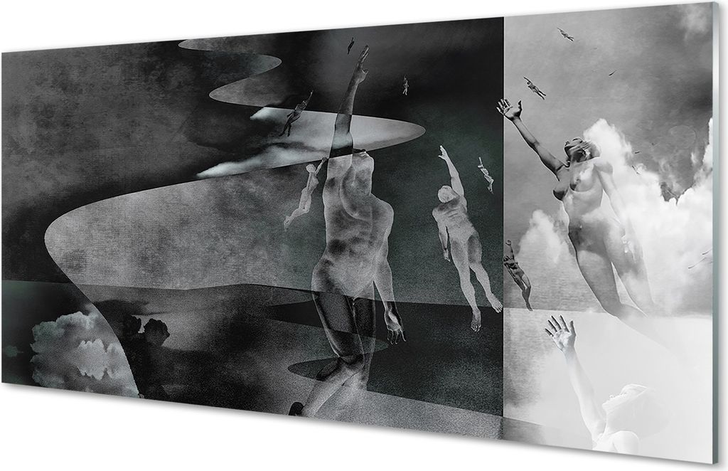 Spritzschutz 100x50 Wandkunst Sky schwarz und weiß Menschen