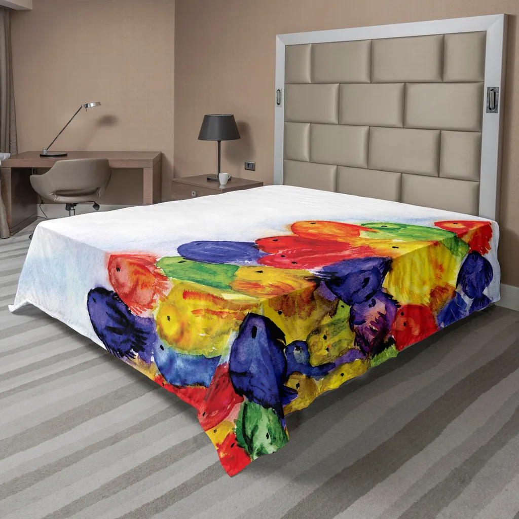 Lenzuolo Sopra ABAKUHAUS 260x228 cm - Microfibra Morbida Pesci e Fiori