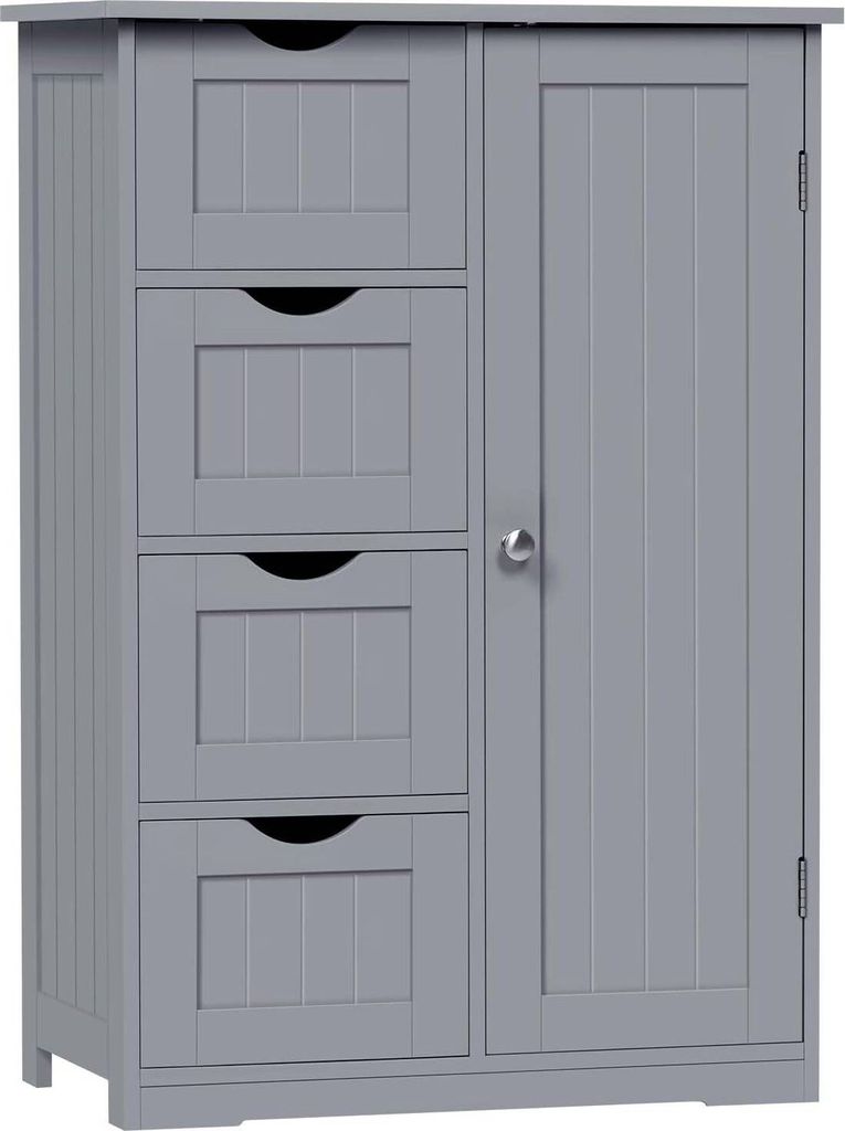 EUGAD Badezimmerschrank Badschrank, mit 4 Schubladen 1 verstellbarem Einlegeboden, 56x82x30 cm, Grau