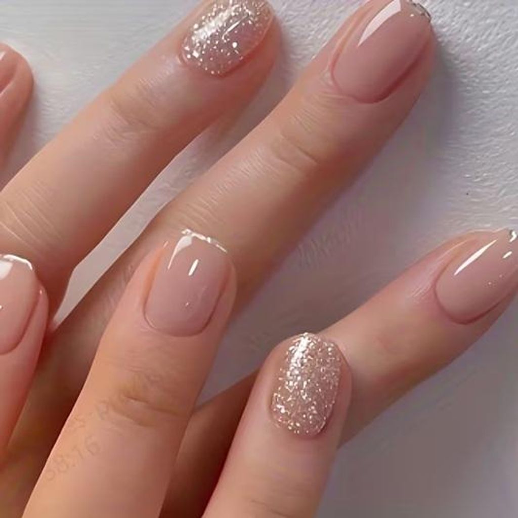 GKA Künstliche Fingernägel 24p G44 zum Aufkleben press on Nails Klebepads Glitzer mit Kleber und Nagelfeile Nägel Kunstnägel Express Nagelstudio