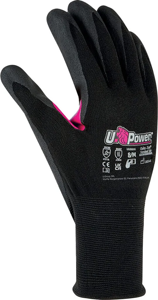 Gants de travail U-Power Love Nylon Touchscreen Noir Fuchsia Taille 7/S
