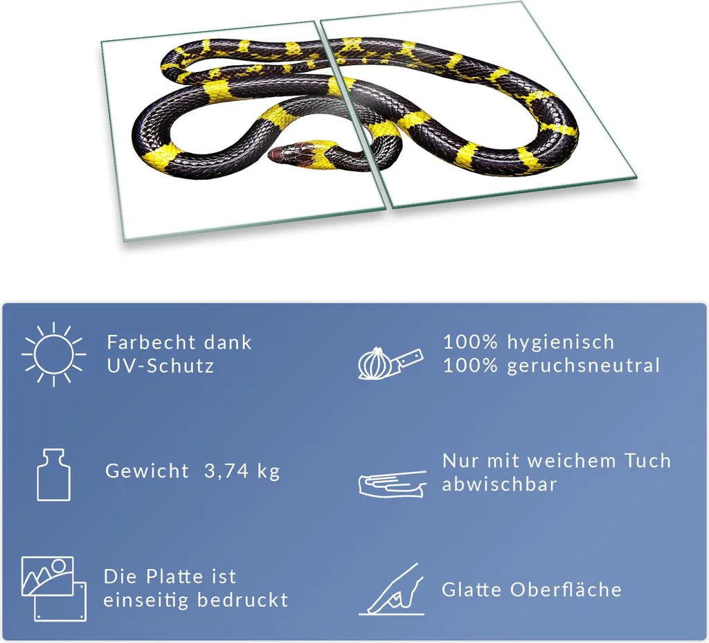 Copri Fornelli in Vetro Artistico 2 Pezzi 40x52 - Tema Animali Vivi - 7