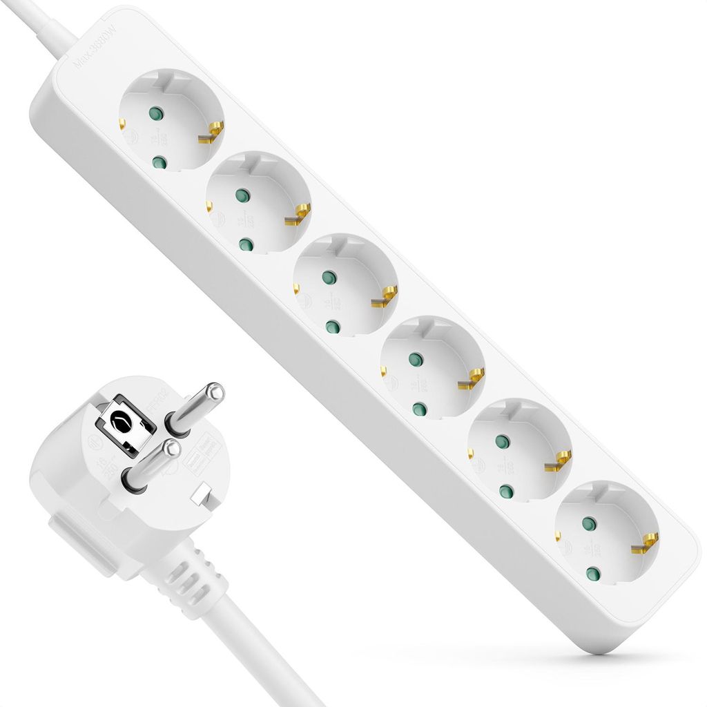 deleyCON 6-Fach Steckdosenleiste mit 90° Winkelstecker - Produktbild 
