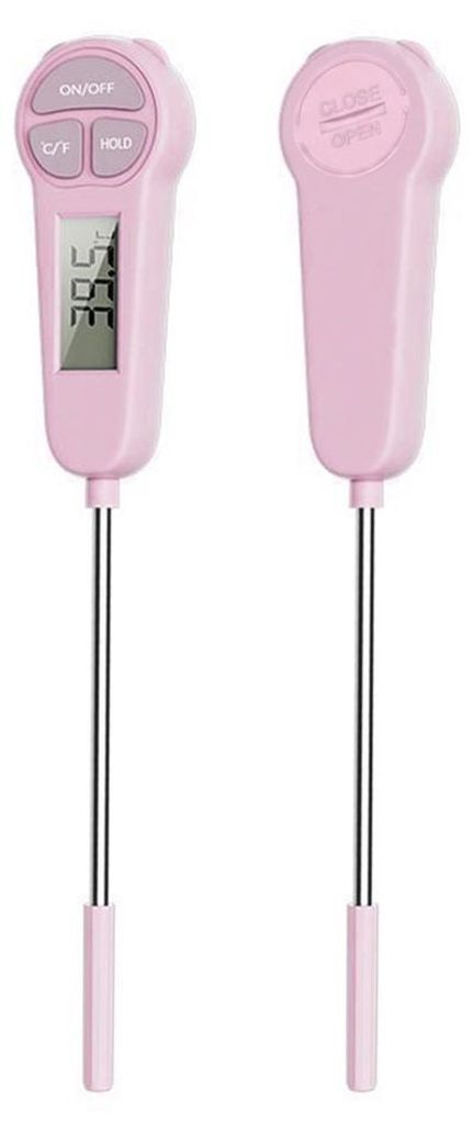 INF Digitalthermometer LCD mit 304 Edelstahlsonde -50°C~300°C für Küche Rosa