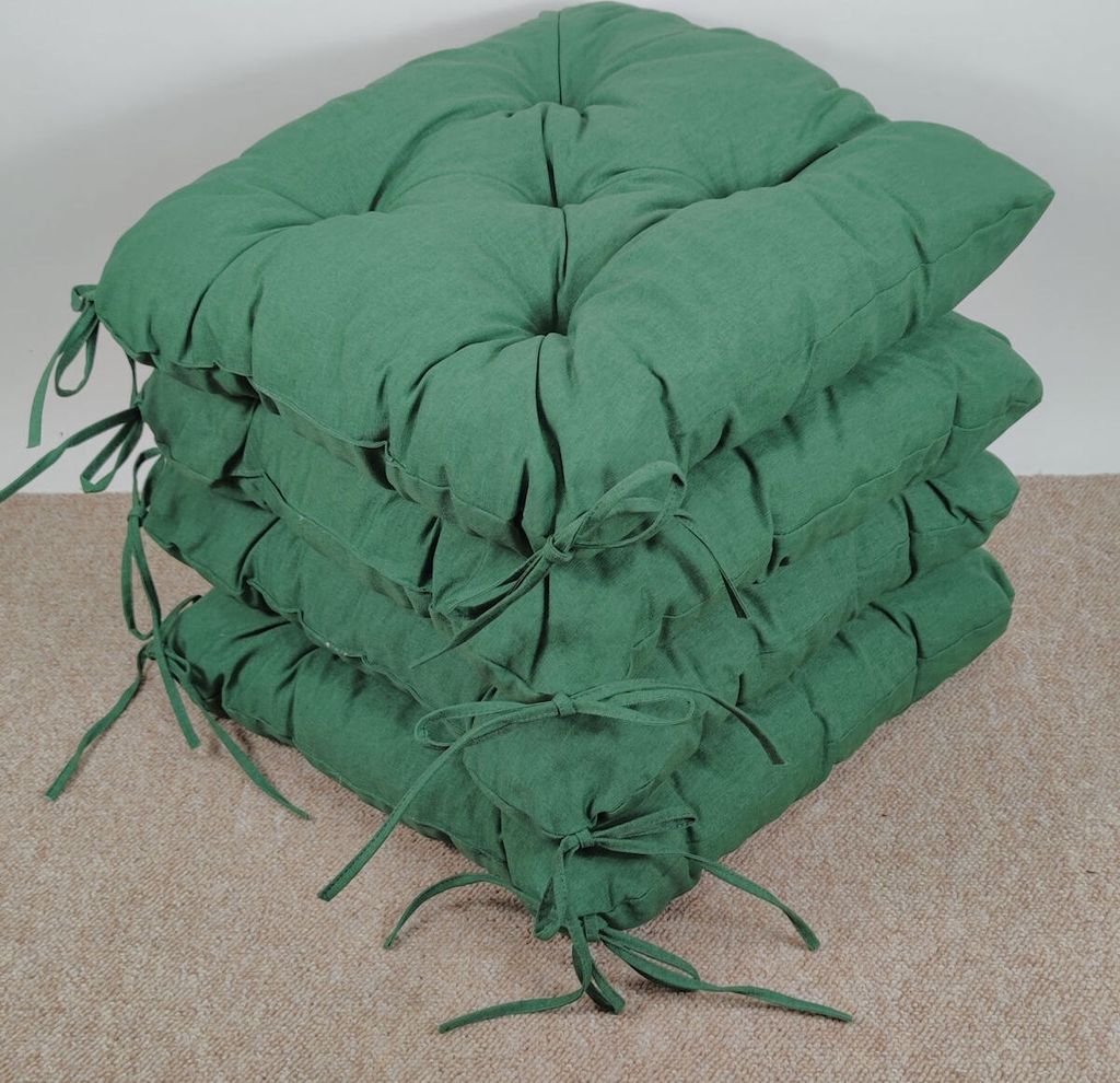 Rattani Stuhlkissen / Sitzkissen Klara 4x , 42 x 42 x 8 cm Colore dunkelgrün