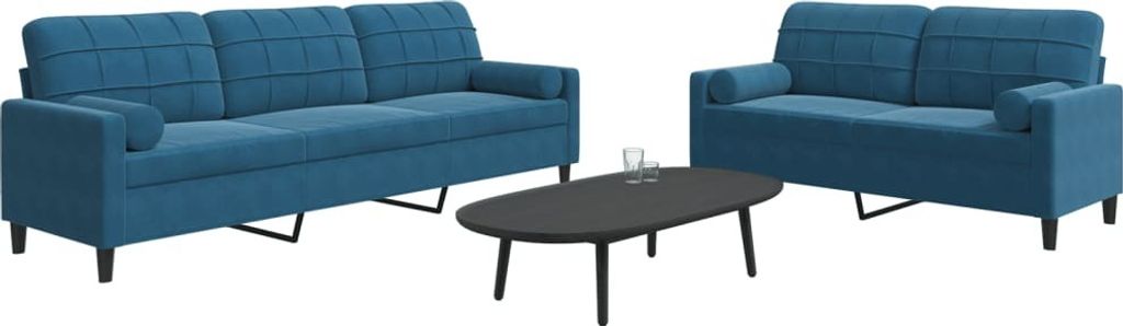 Maison Exclusive - 2-tlg. Sofagarnitur mit Kissen und Nackenrollen Blau Samt