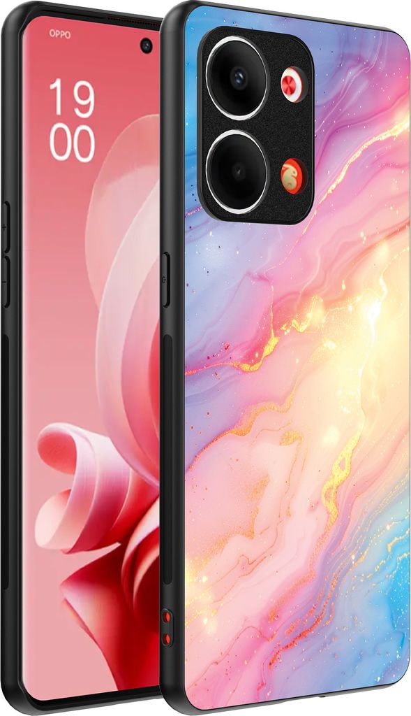 Smartphonica Telefon Fall geeignet für Oppo Reno 9 / 9 Pro mit Regenbogen Glitter Marble Print - TPU Backcover Fall Regenbogen Glitter Marble Design