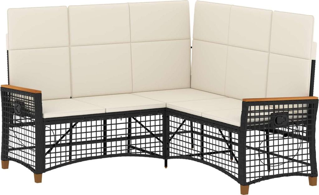 "2026 Aktion" Garten Liegesofa Set - Gartenlounge Sitzgruppe Modernes Design - Schwarz und Cremeweiß 164 x 164 x 112 cm - DEMöbel4222125