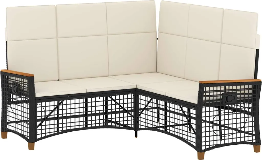 vidaXL Ensemble canapé et chaise longue de jardin noir et blanc crème