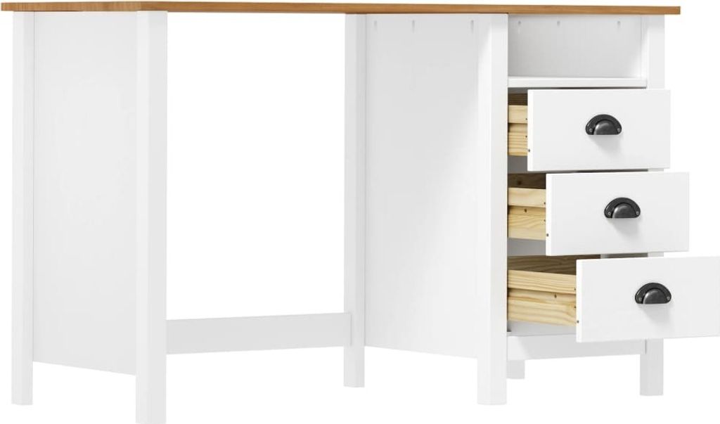 Hochwertigen Möbel Kommoden - Weiß Schreibtisch Hill mit 3 Schubladen 120x50x74cm Kiefernholz NEU5097029