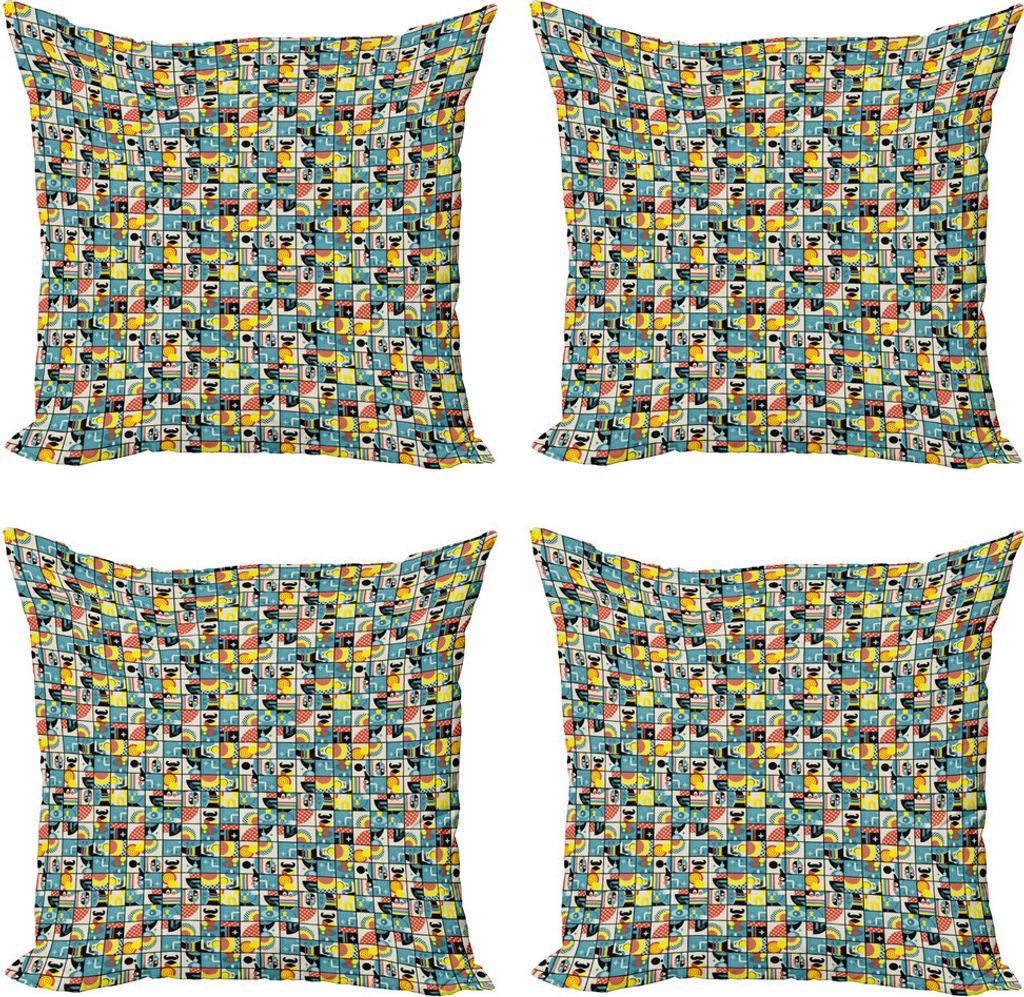 ABAKUHAUS verrückte Kunst Kissenbezug Set (4 Stück), Die Komponenten-Quadrate-Design, Moderner Doppelseitiger Digitaldruck, 50 cm x 50 cm, Mehrfa...