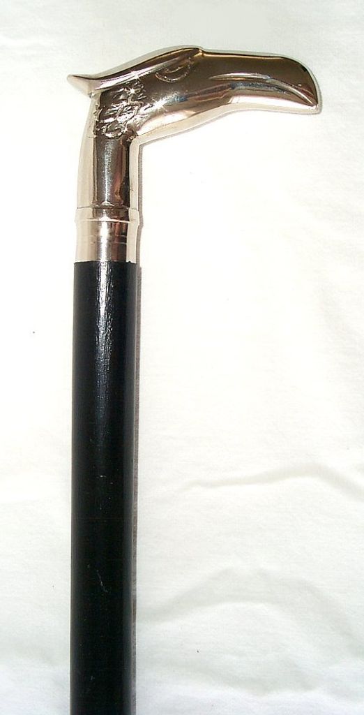 Spazierstock Gehstock mit Adler Knauf versilbert, schwarzer Schuss