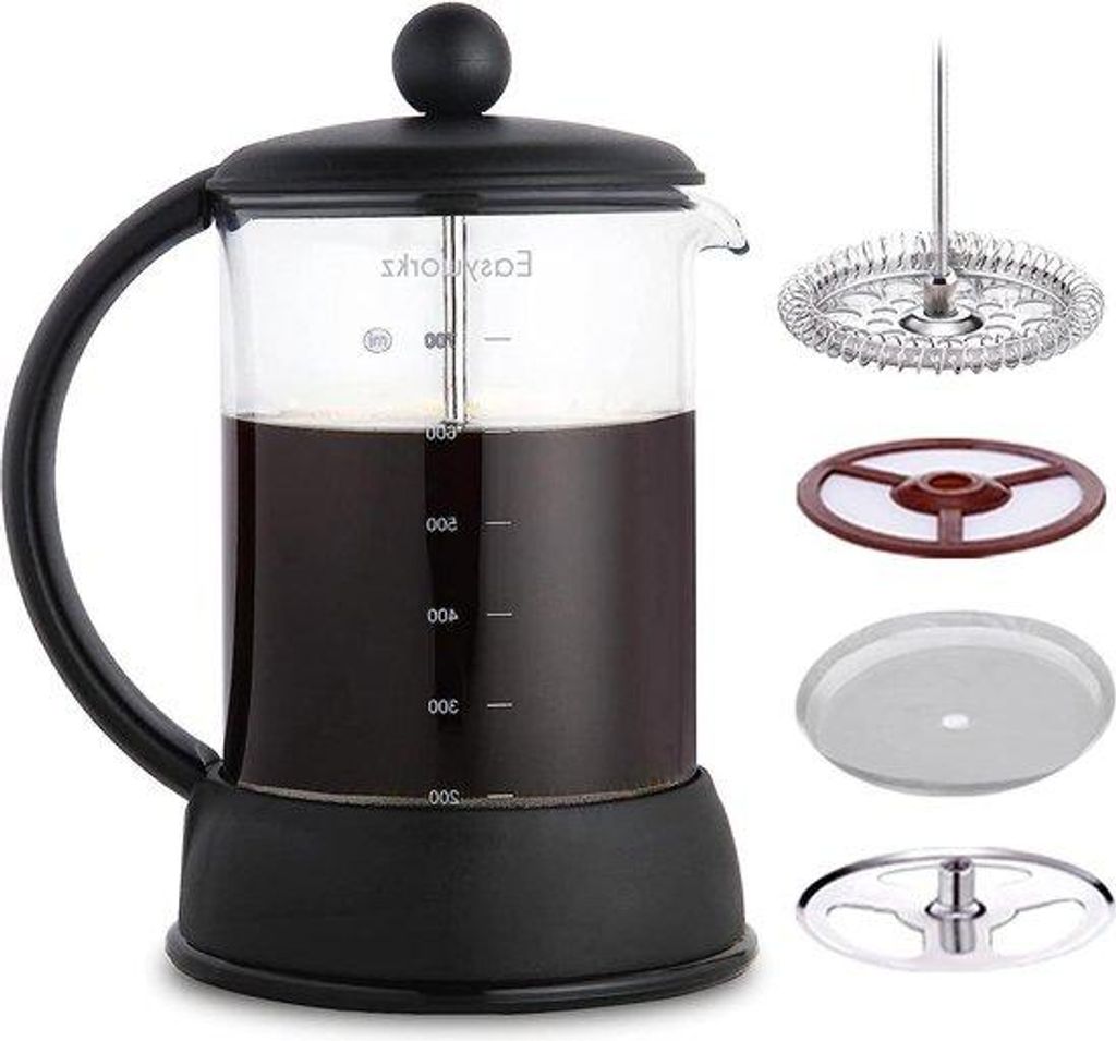 800ml Französischer Kaffeebereiter hitzebeständiges Glas schwarz