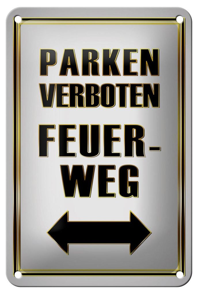Blechschild Hinweis 12x18cm Parken verboten Feuerweg
