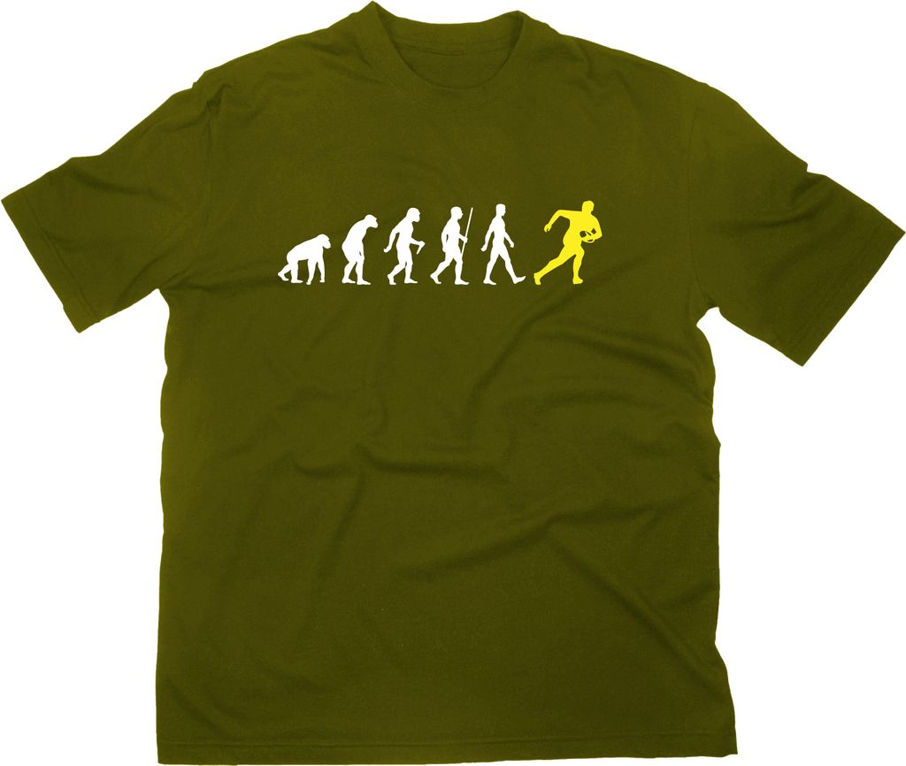 Styletex23 T-Shirt Rugby Fun Evolution of Man, oliv, L
