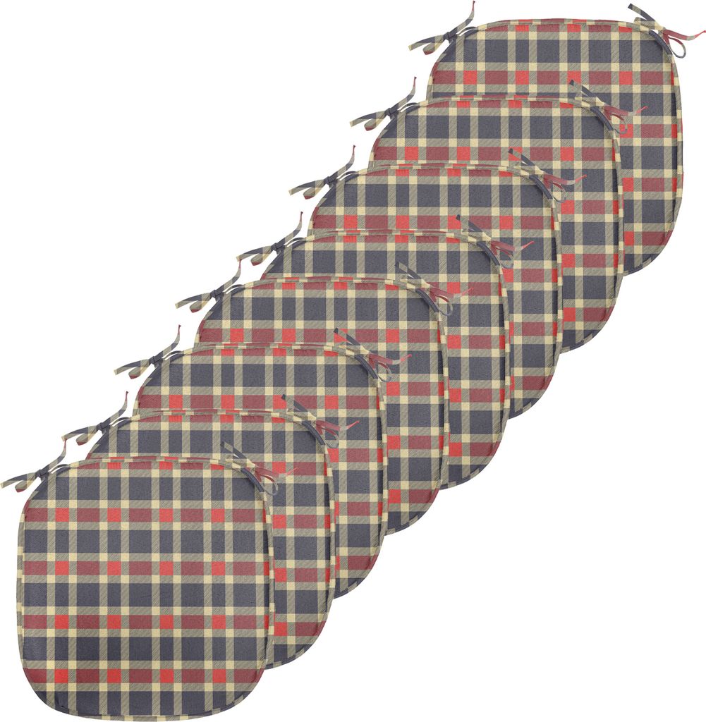 ABAKUHAUS Kariert Polster für Esszimmerstühle, Vintage Plaid-Linien, Dekoratives wasserfestes Kissen mit Riemen für Küchensitze, 40 cm x 40 cm-...