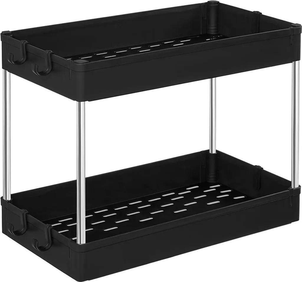 Étagère de rangement sous évier noire 2 étages gain de place