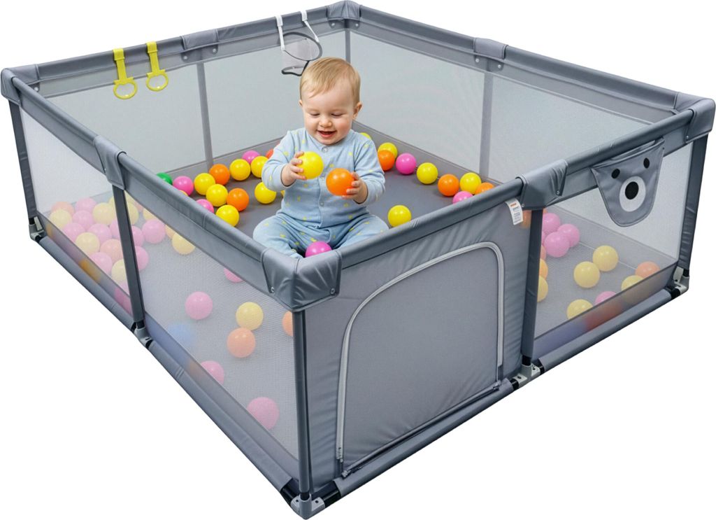 Relaxdays Laufstall Baby, 150 x 150 cm, Laufgitter, 50 Produktbild 
