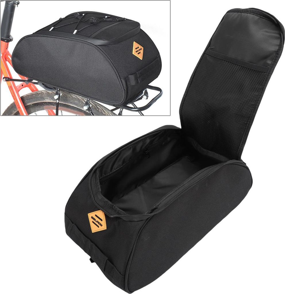 Hintere Fahrradträger Tasche 8L Fahrrad Kofferraum Tasche Sattel Sitz Tasche Träger für Mountainbikes Radfahren Reisen Pendeln Oxford Tuch Schwarz