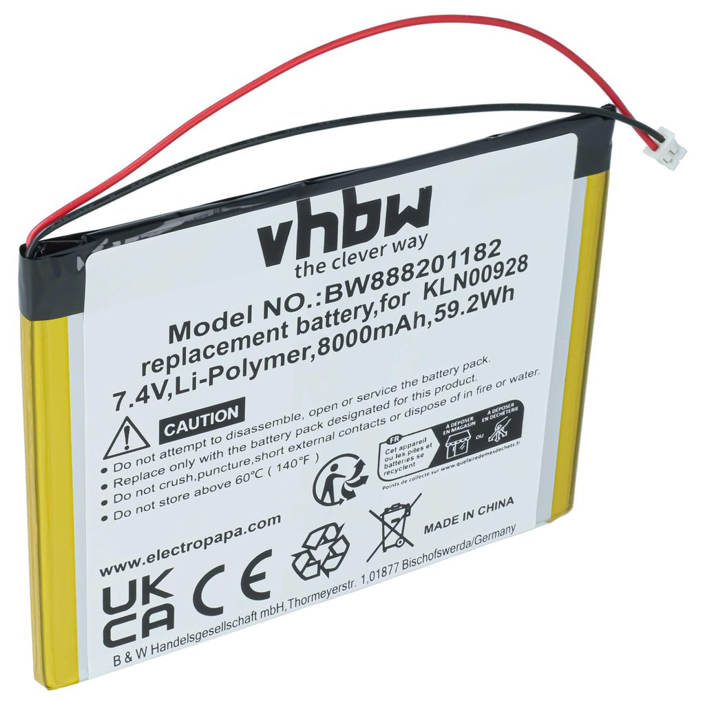 vhbw Akku Ersatz für Trimble KLN00928 für Messgerät (8000 mAh, 7,4 V, Li-Polymer)
