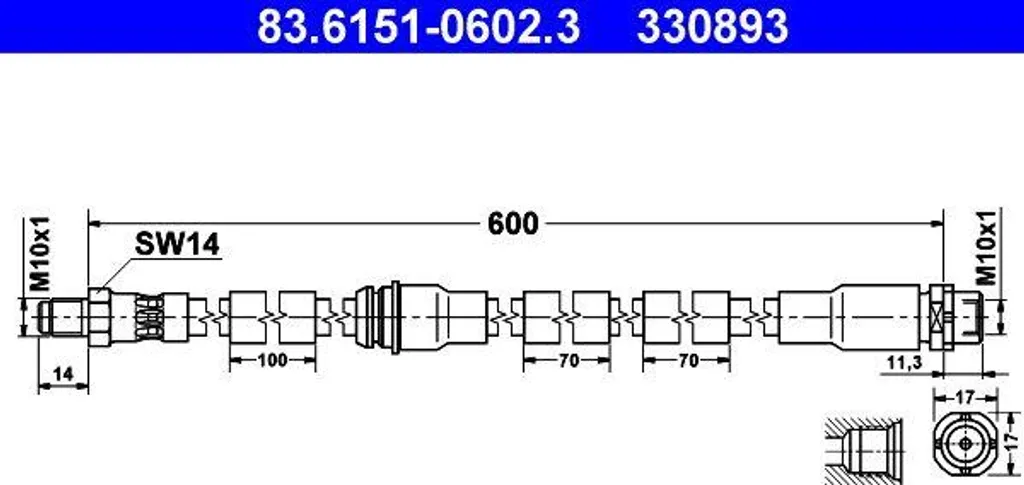 Flexible de frein hydraulique renforcé compatible BMW X5 et X6 ATE