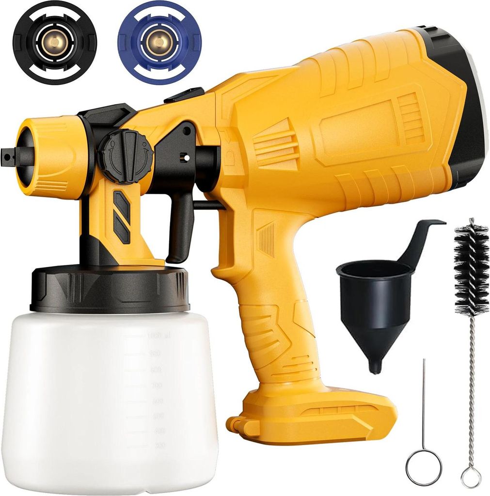 Akkubetriebene Farbsprühpistole, für DeWalt 20V Akkus, Beige, für Wand & Auto, 9,0Ah-kompatibel