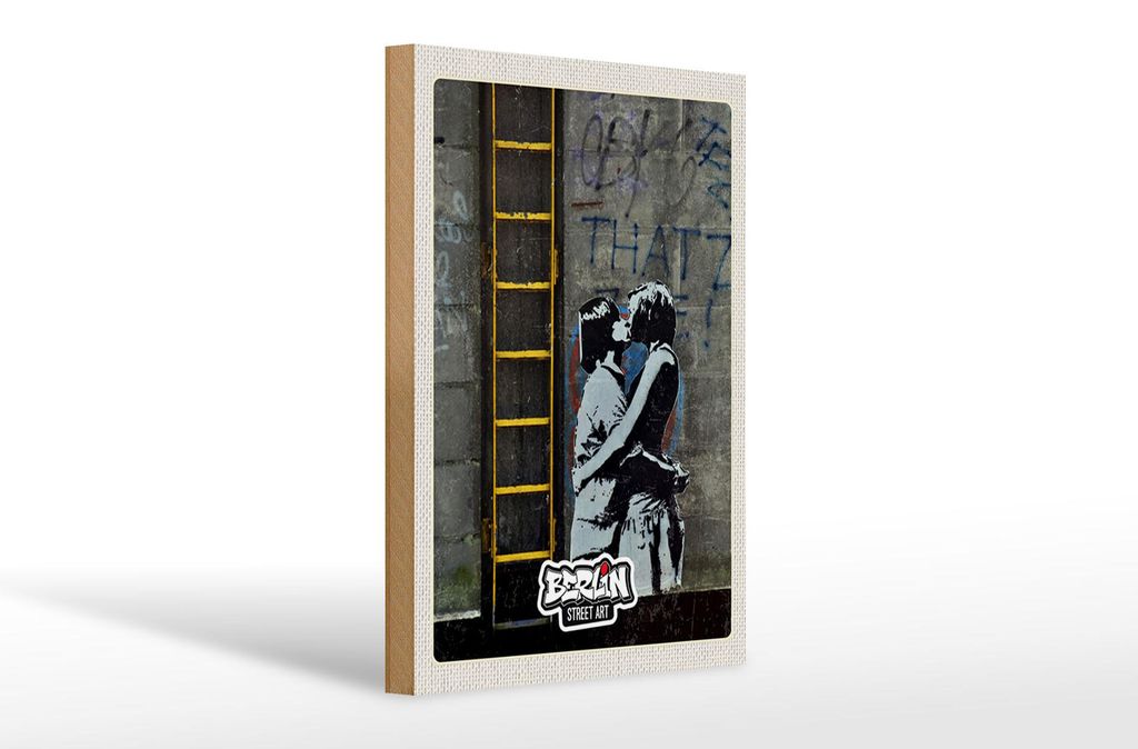 Holzschild Reise 20x30cm Berlin Kunst Graffiti Street Art