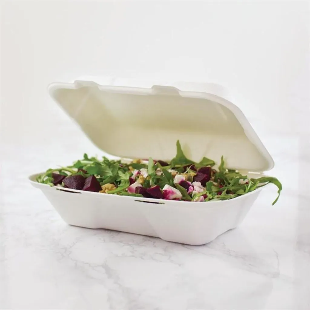 Vegware Boîtes Repas Compostables en Bagasse 22,8 cm avec Couvercle