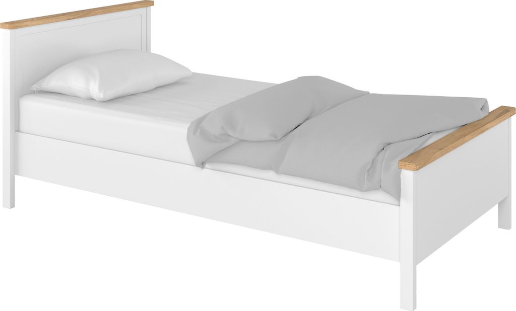 Furniture24 Bett Story SO8 mit Federkernmatratze 90x200 Weiß/Nash Eiche Mädchenzimmer Kinderzimmer