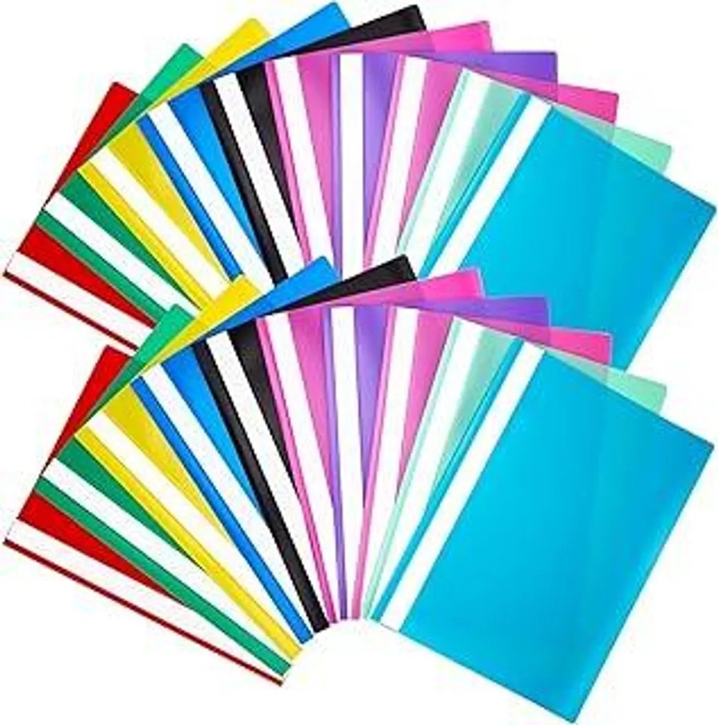 20 raccoglitori A4 in plastica resistente, raccoglitori A4 in 10 colori, raccoglitori in plastica resistente, set di raccoglitori colorati in plastica PP, raccoglitori per scuola, università, ufficio e casa