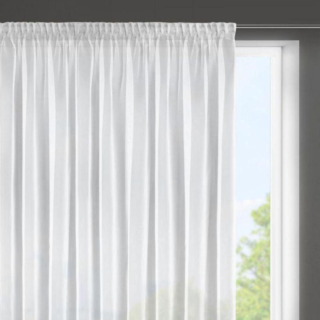 Gardine ESEL weiß 350x150 cm Kräuselband Produktbild 
