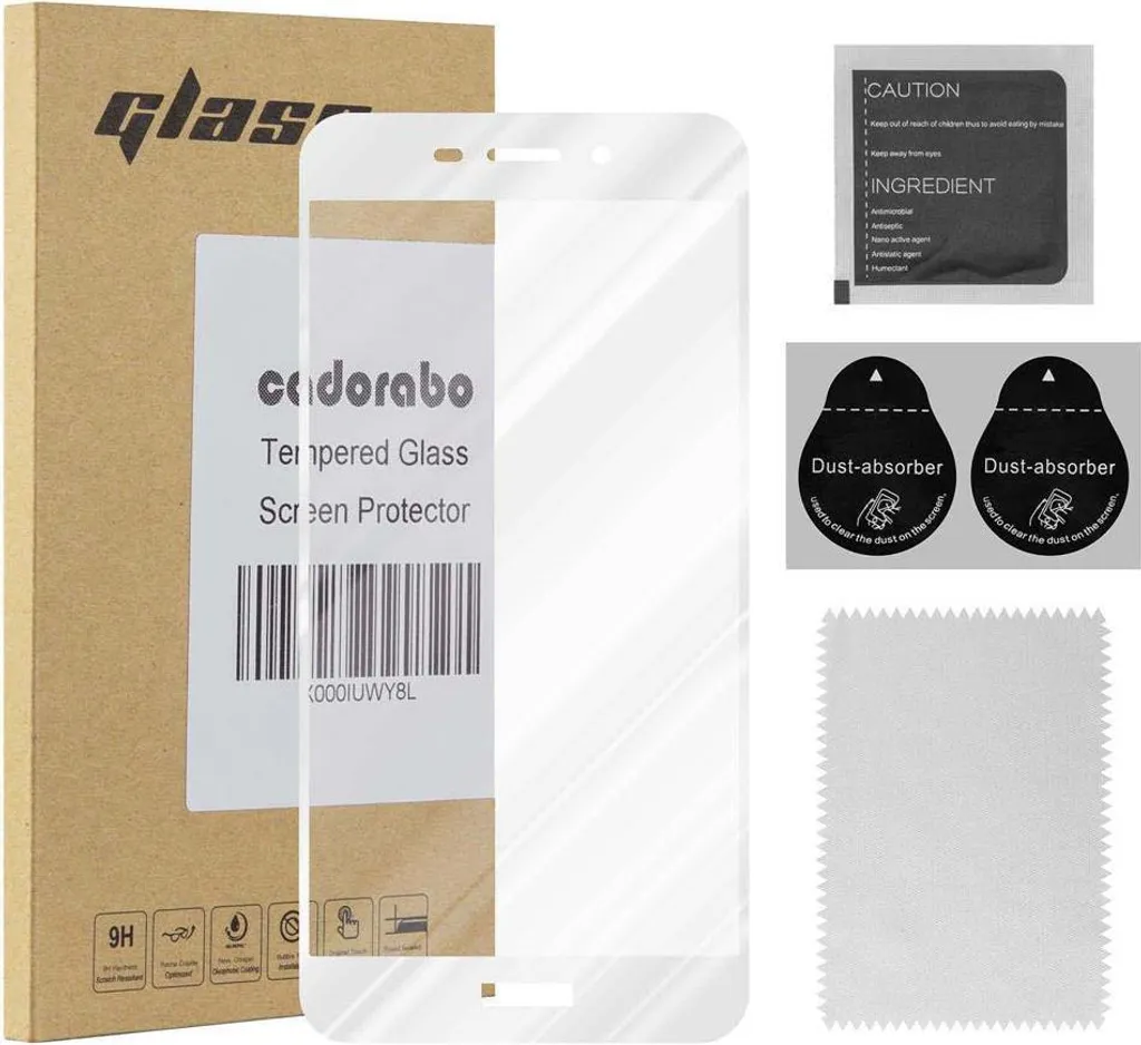 Cadorabo Vetro Temperato Honor 6C PRO Bianco - Protezione Schermo Intero 9H