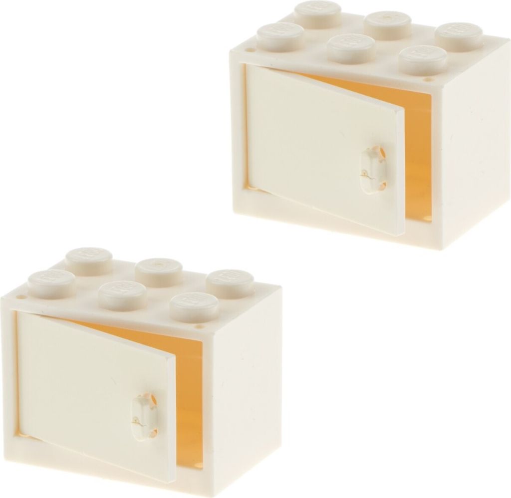 2x Lego Schrank Gehäuse 2x3x2 creme weiß Tür Kiste Box Produktbild 