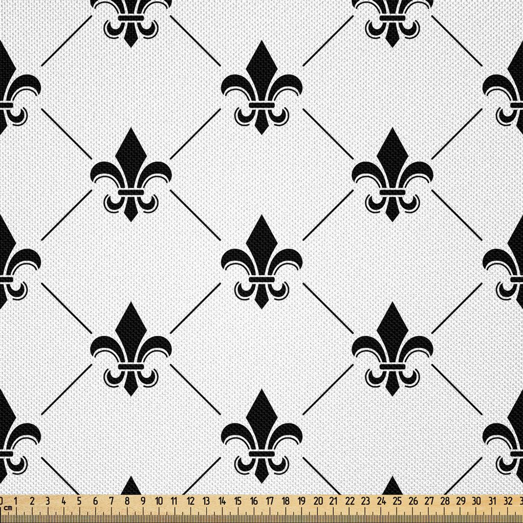 ABAKUHAUS Fleur De Lis Satin Stoff als Meterware, Französisches Damast-Zusammensetzungs-einfarbiges Muster-königliches klassisches Insignien-Moti...