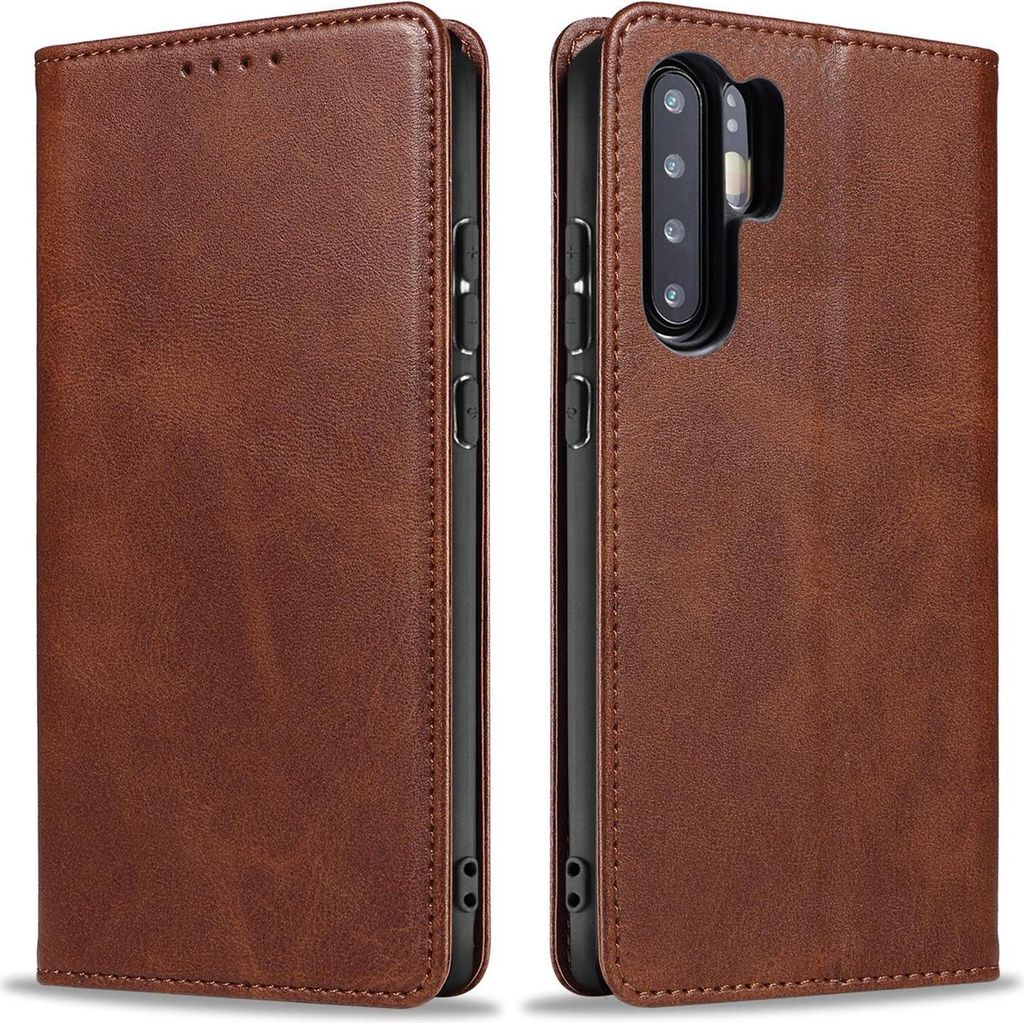 Handyhülle für Huawei P30 Pro Kunstleder Flip Cover Hülle Handytasche Case Kartenfach Farbe: Dunkelbraun