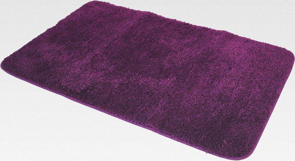 Kinzler J-10006/101 hochwertige Mikrofaser Badematte Uni, 60x100 cm, flusenfrei, pflegeleicht, aubergine