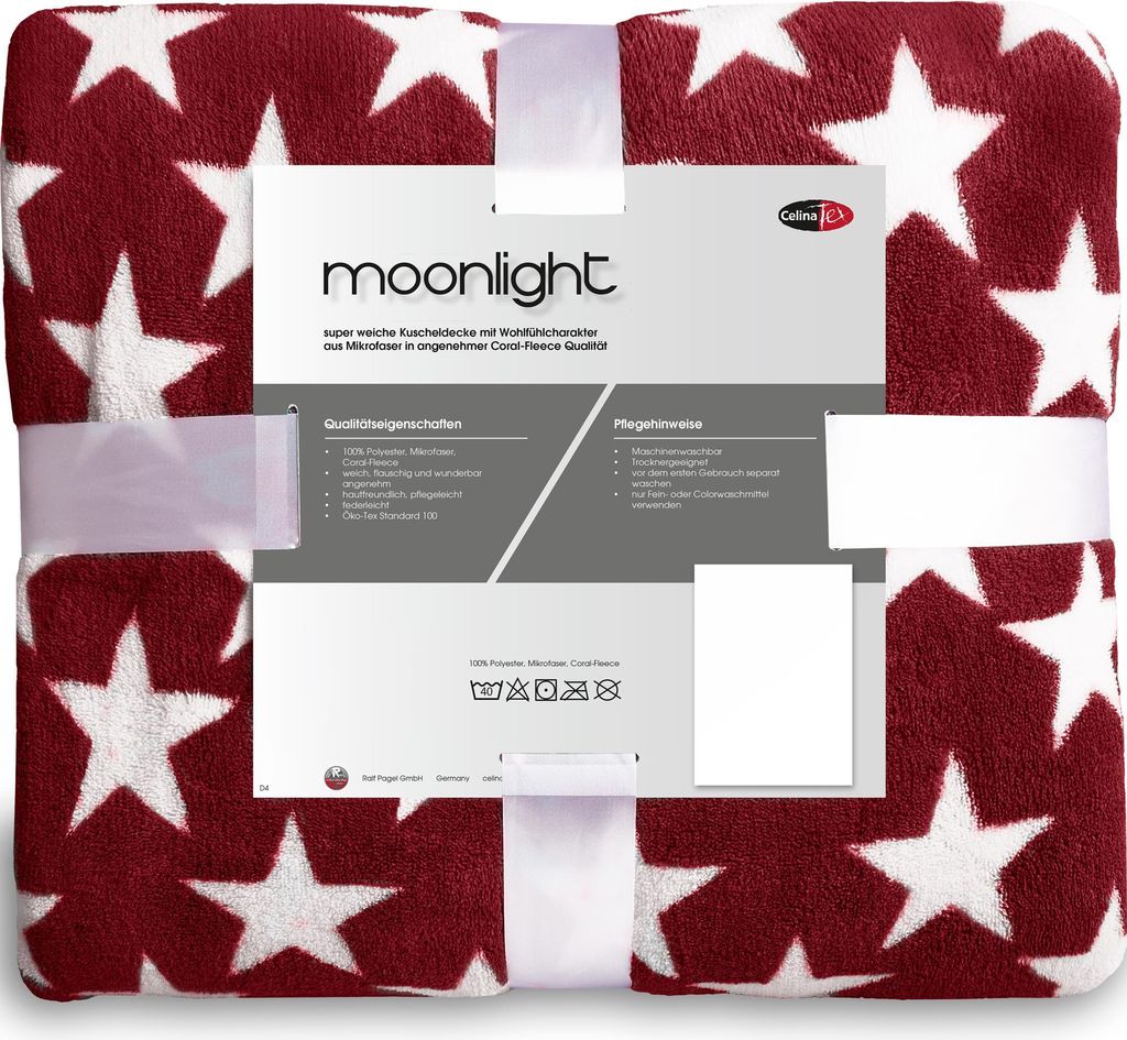Moonlight Kuscheldecke 150x200 bordeaux Polyester Mikrofaser 210g/m²