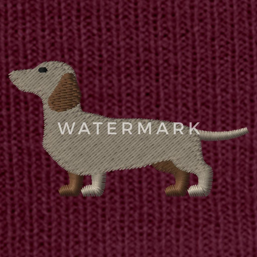 Spreadshirt Dackel Stickerei Bestickte Wintermütze, One size, Burgunderrot