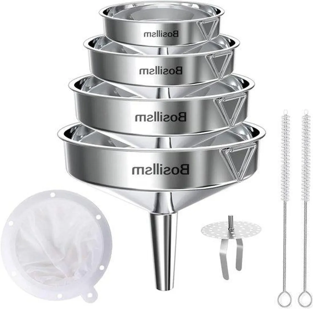 Set de 4 ustensiles en acier inoxydable avec passoire et brosse polyvalent