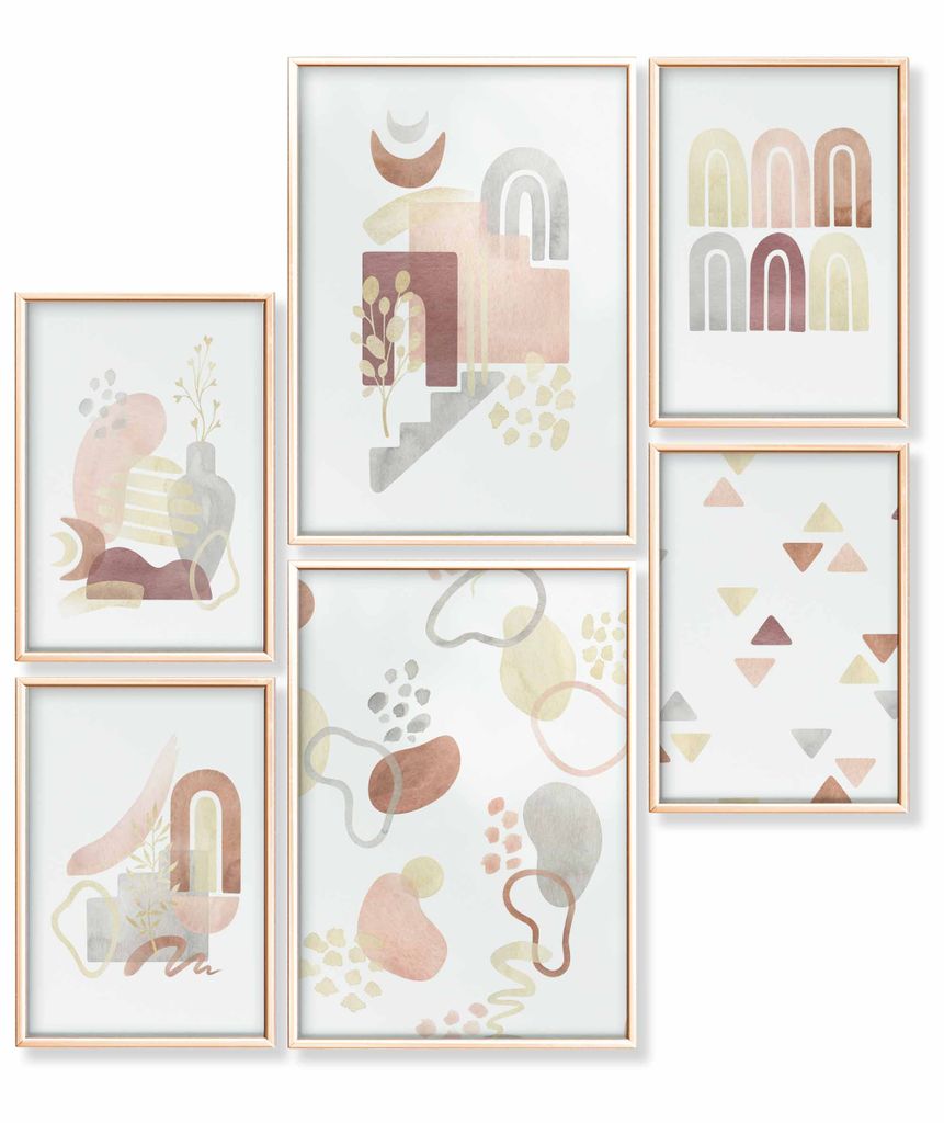 Heimlich Premium Poster Set, 2 x DIN A3 & 4 x DIN A4 - ca. 30x42 & 21x30, Stilvolle Poster Collagen mit passenden Bilder als Wanddeko » Abstract...